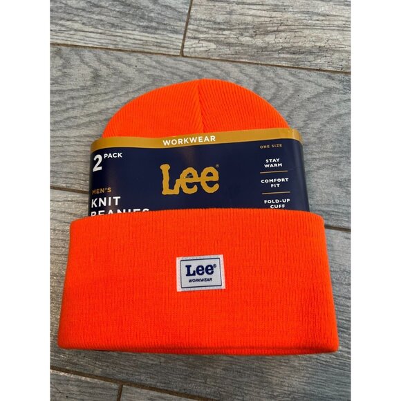 Lee Workwear Beanie Caps One Size 2 Pack Orange Black NWT Acrylic Tigers‎ Hats - Picture 2 of 4